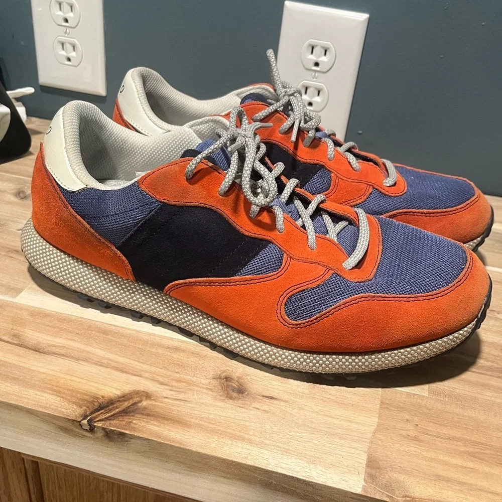 Johnnie-O Men’s Range Runner Suede Orange and Navy Golf Sneakers Size 11.5 - Picture 1 of 7
